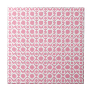 Cute Star Flowers Pattern Pink and White Tegeltje