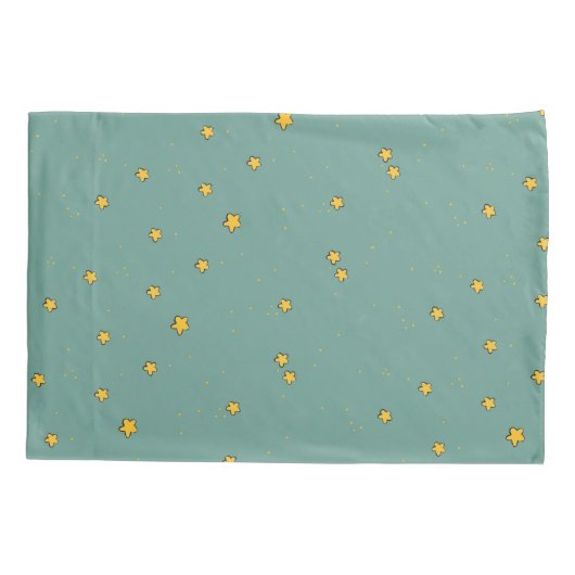 Cute Star Illustrations on Teal Kussensloop (Achterkant)