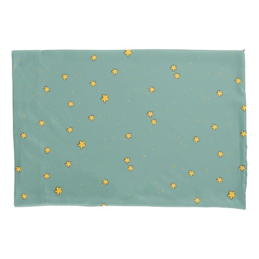 Cute Star Illustrations on Teal Kussensloop (Voorkant)