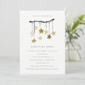 Cute Star Mobile Neutral Yellow Baby shower Invite Bedankkaart (Staand voorkant)