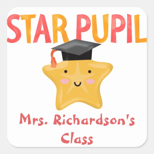 Cute Star Pupil Classroom Vierkante Sticker (Voorkant)