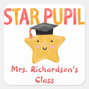 Cute Star Pupil Classroom Vierkante Sticker