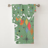 Cute starbursts hedendaags midden eeuw groen bad handdoek (Insitu)