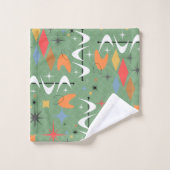 Cute starbursts hedendaags midden eeuw groen bad handdoek (Wasdoekje)