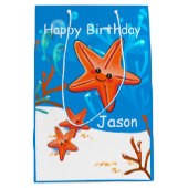 Cute Starfish Ocean Aquatic Birthday Med Gift Bag Medium Cadeauzakje (Voorkant)