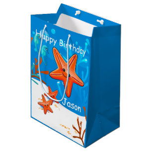 Cute Starfish Ocean Aquatic Birthday Med Gift Bag Medium Cadeauzakje