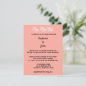 Cute Starfish Patronen White Salmon Oranje Wedding Kaart (Staand voorkant)