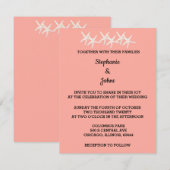 Cute Starfish Patronen White Salmon Oranje Wedding Kaart (Voorkant / Achterkant)