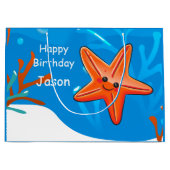 Cute Starfish Star Birthday Custom Lg Gift Bag Groot Cadeauzakje (Voorkant)