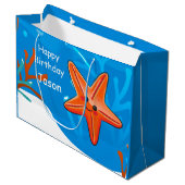 Cute Starfish Star Birthday Custom Lg Gift Bag Groot Cadeauzakje (Voorkant Gekanteld)