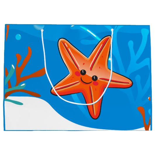 Cute Starfish Star Birthday Custom Lg Gift Bag Groot Cadeauzakje (Achterkant)