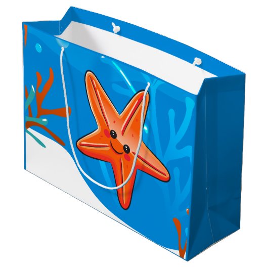 Cute Starfish Star Birthday Custom Lg Gift Bag Groot Cadeauzakje (Achterkant Gekanteld)