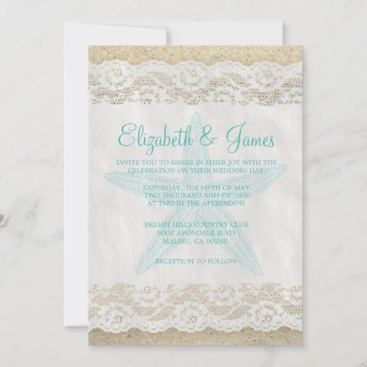 Cute Starfish Wedding Invitations Kaart (Voorkant)
