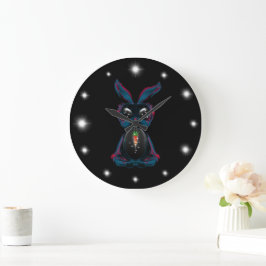 Cute Starlight Eyes Bunny in Meditation Yoga Pose Grote Klok