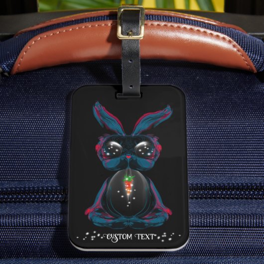 Cute Starlight Eyes Bunny in Yoga Pose Meditation Bagagelabel (Voorkant Insitu 2)