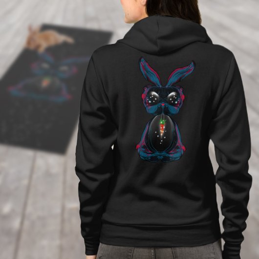 Cute Starlight Eyes Bunny in Yoga Pose Meditation Hoodie