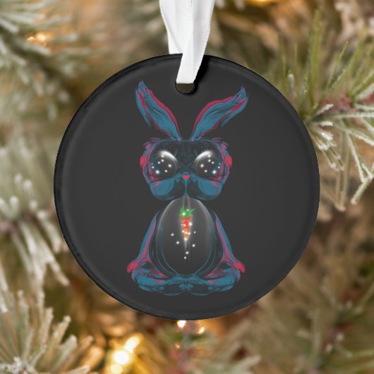 Cute Starlight Eyes Bunny in Yoga Pose Meditation Ornament (Boom)