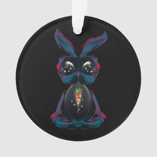 Cute Starlight Eyes Bunny in Yoga Pose Meditation Ornament (voorkant)
