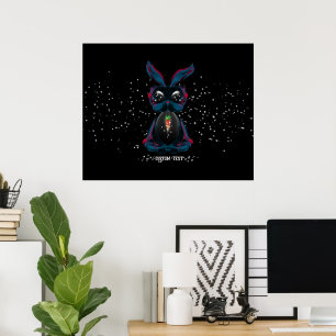 Cute Starlight Eyes Bunny in Yoga Pose Meditation Poster