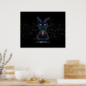 Cute Starlight Eyes Bunny in Yoga Pose Meditation Poster (Keuken)