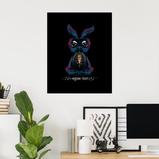 Cute Starlight Eyes Bunny in Yoga Pose Meditation Poster (Thuiskantoor)
