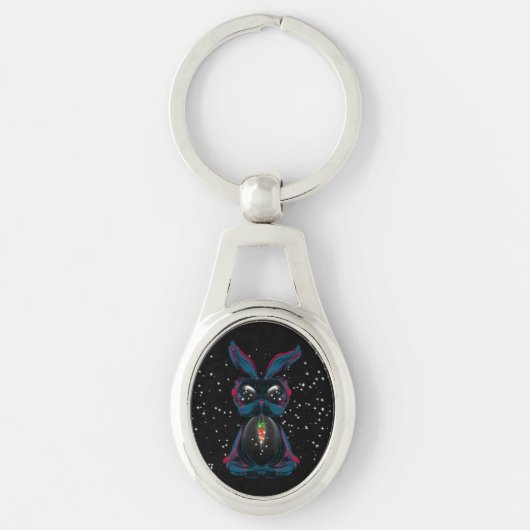 Cute Starlight Eyes Bunny in Yoga Pose Meditation Sleutelhanger (Voorkant)
