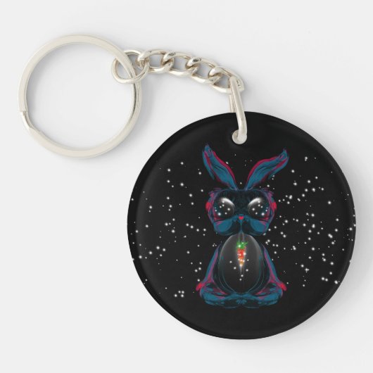Cute Starlight Eyes Bunny in Yoga Pose Meditation Sleutelhanger (Voorkant)