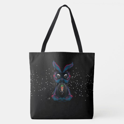Cute Starlight Eyes Bunny in Yoga Pose Meditation Tote Bag (Voorkant)