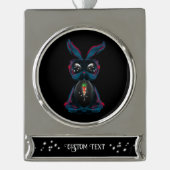 Cute Starlight Eyes Bunny in Yoga Pose Meditation Verzilverd Banner Ornament (Voorkant)