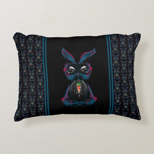 Cute Starlight Eyes Rabbit in Yoga Pose Meditation Accent Kussen (Voorkant)