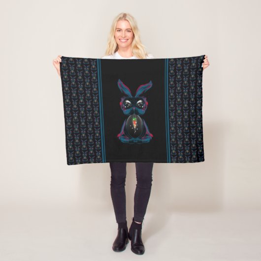 Cute Starlight Eyes Rabbit in Yoga Pose Meditation Fleece Deken (In situ)