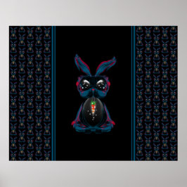 Cute Starlight Eyes Rabbit in Yoga Pose Meditation Poster