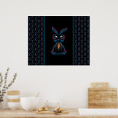 Cute Starlight Eyes Rabbit in Yoga Pose Meditation Poster (Keuken)