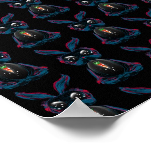 Cute Starlight Eyes Rabbit in Yoga Pose Meditation Poster (Hoek)