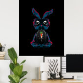 Cute Starlight Eyes Rabbit in Yoga Pose Meditation Poster (Thuiskantoor)