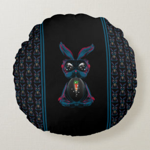 Cute Starlight Eyes Rabbit in Yoga Pose Meditation Rond Kussen