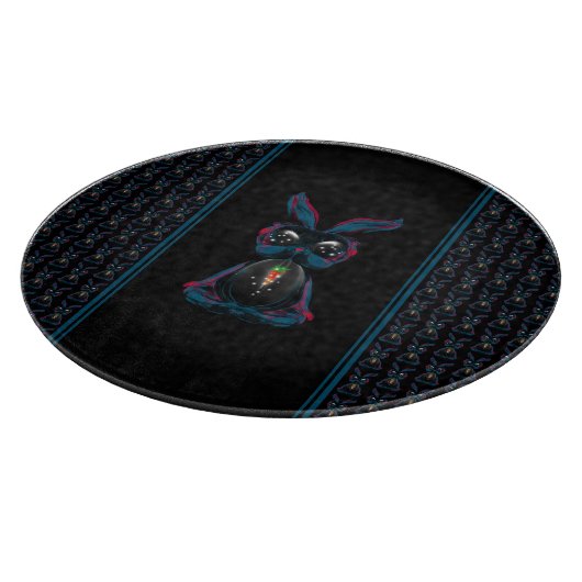 Cute Starlight Eyes Rabbit in Yoga Pose Meditation Snijplank (Hoek)