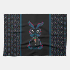 Cute Starlight Eyes Rabbit in Yoga Pose Meditation Theedoek