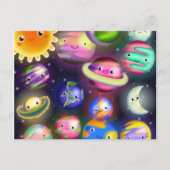 Cute Starry Cosmic Buitenspace Planets Briefkaart (Voorkant)