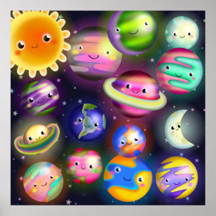 Cute Starry Cosmic Buitenspace Planets Poster