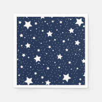 Cute Starry Cosmos Pattern in Navy Blue en White