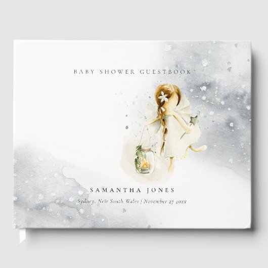 Cute Starry Magical Waterverf Fairy Baby shower Gastenboek (Voorkant)