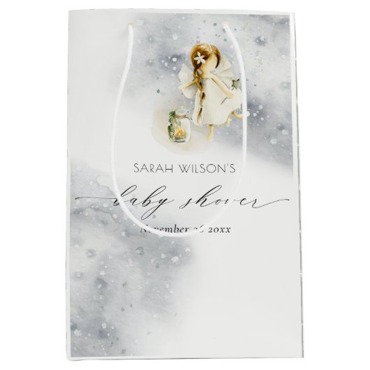 Cute Starry Magical Waterverf Fairy Baby shower Medium Cadeauzakje (Voorkant)