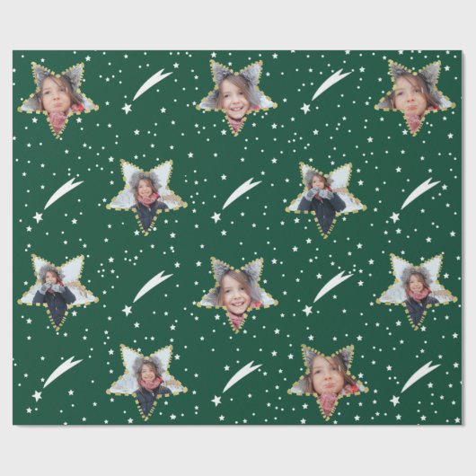Cute Starry Pattern Uw eigen foto Kerstmis Cadeaupapier (Vlak)