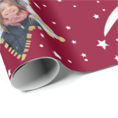 Cute Starry Pattern Uw eigen foto Kerstmis Cadeaupapier (Rol Hoek)