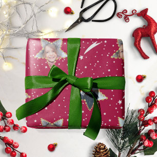 Cute Starry Pattern Uw eigen foto Kerstmis Cadeaupapier