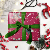 Cute Starry Pattern Uw eigen foto Kerstmis Cadeaupapier