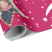 Cute Starry Pattern Uw eigen foto Kerstmis Cadeaupapier (Rol Hoek)