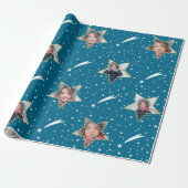 Cute Starry Pattern Uw eigen foto Kerstmis Cadeaupapier (Uitgerold)