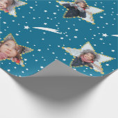 Cute Starry Pattern Uw eigen foto Kerstmis Cadeaupapier (Hoek)